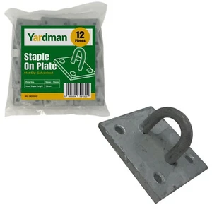 YARDMAN Staple on Square Plate 12-pce 50mm x 50mm Wall Floor Mount Galvanised - Picture 1 of 5