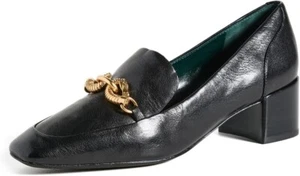 Mocasines de tacón Tory Burch Jessa de cuero negro para mujer talla 9,5 ¡usados una vez! - Imagen 1 de 2