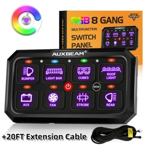 AUXBEAM RGB 8 Gang Switch Panel Toggle Momentary Pulsed + 20FT Extension Cable - Bild 1 von 12