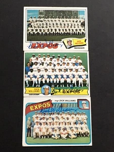 (3) DICK WILLIAMS 1977-79-80 Topps Team Cards Signed Autographs (d.2011) EXPOS - Picture 1 of 8