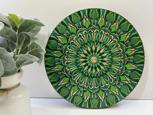 "Lona mandala verde redonda 12"" x 12"" - por JaDeL" - Imagen 1 de 7