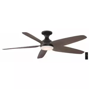 HB Ceva 52 in. Indoor/Outdoor Matte Black Barn Maple Blades Ceiling Fan & Remote - Picture 1 of 7