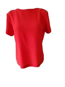 Vintage Red Michelle Stuart Short-sleeve silk blouse - size M - Picture 1 of 10