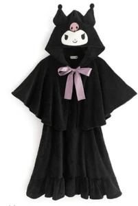 Sanrio Kuromi Poncho & Camisole One Piece Fluffy Black Women Japan Cosplay F/S - Picture 1 of 8