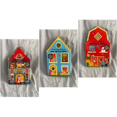 NEW Set of 3 Pop-Up Barn Castle & House Kids Board Book & Playhouse - Image 1 of 4