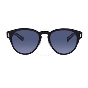 DIOR MEN'S SUNGLASSES LUXURY DESIGNER ROUND 52MM "BLACK TIE" BLACK & BLUE MIRROR - Picture 1 of 9