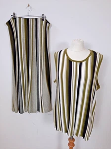 COS Skirt and Top Co Ord Set L Large 16 Green Stripe - Picture 1 of 9