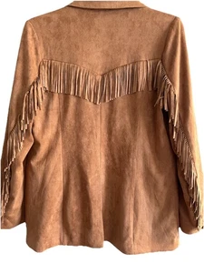 Doe & Rae Prescott Fransen Blazer Camel Braun Wildleder Optik Jacke Lg Neu mit Etikett - Bild 1 von 7