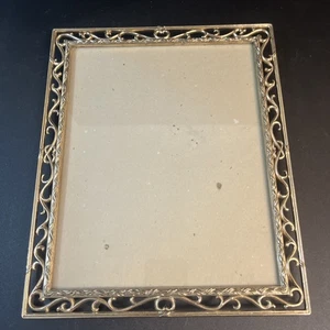 Vtg Silver Tone Filigree Metal Wall Table Picture Frame 8X10 Scroll Vine Design - Picture 1 of 8