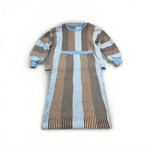 SHEIN Women’s Sweater Skirt Set Size Small S Blue Brown Striped Knit 2 Piece - Picture 1 of 9