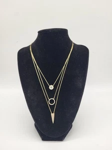 JENNIFER MILLER TRIPLE LAYER NECKLACE Gold Plated 925 Sterling Silver Pave *FLAW - Bild 1 von 12