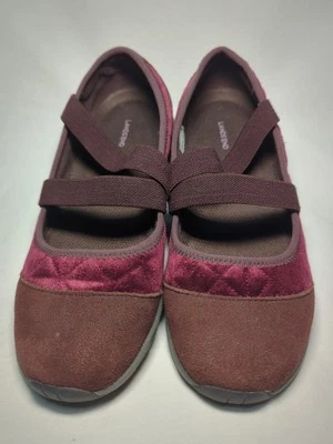 Lands End Mary Jane Women’s Shoes Burgundy Maroon Suede Stretch Strap 6D US - Image 1 of 4