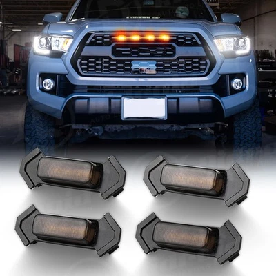 For 2016-2023 Tacoma Front Bumper Grill With Amber LED Lights 4PCS Raptor Style - Image 1 of 4