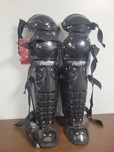 NEW 15.5" Black Rawlings Leg Guards Baseball/Softball - 12-16 years - Picture 1 of 5