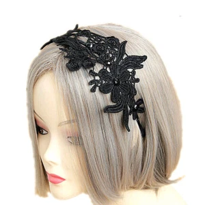 Elegant Gothic Wide Lace Flower Headband Hair Band Headwrap Hair Accessories - Picture 1 of 7