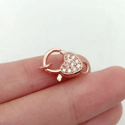 lobster clasp 10x17mm 18k gold Filled cz pave heart-shape clasps jewelry - Image 1 of 3