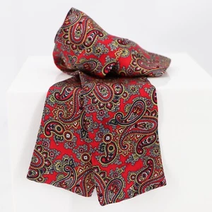 Vintage Vicky Davis For The Vera Comp. Red Paisley 100% Silk PussyBow Necktie - Picture 1 of 6