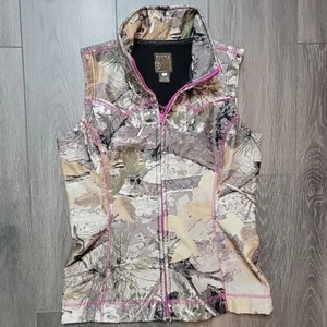 Roper Womens Fleece Lined Vest Woodsy Camo Black Pink Wear The West Size Small - Picture 1 of 4