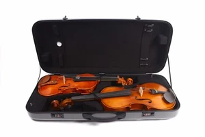 Estuche doble para violín viola de fibra de carbono apto para violín 4/4 y viola de 15-17 pulgadas - Imagen 1 de 12