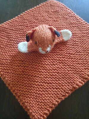 Manta de seguridad Lovey naranja profundo punto zorro ganchillo usada  Foto 1 de 4