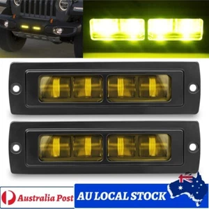 2X 7inch Flush Mount LED Work Light Bar Spot Flood Fog Lamp Offroad SUV Yellow - Picture 1 of 10