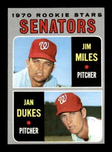 1970 Topps #154 Jim Miles/Jan Dukes Senators Rookies EXMT/EXMT+ X2837171
