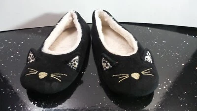 Chinelos femininos gatinho preto com solas duras sapatos fantasia Halloween - 7/8 - Imagem 1 de 4