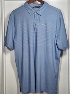Travis Mathew Polo Shirt Mens XL Blue Texas Flag Pima Cotton Blend Golf - Picture 1 of 6