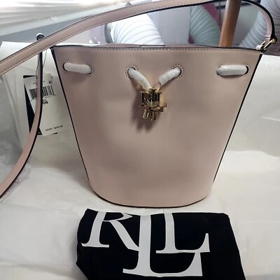 Bolso Bandolera Ralph Lauren Mediano Andie Bucket Cordón Primavera Cuero Rosa Foto 1 de 4