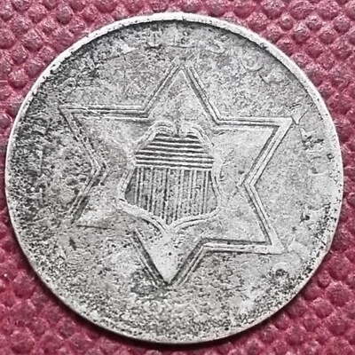 1856 Three Cent Silver Trime 3c Type Coin Circulated date hard to read #91715 - Image 1 of 2