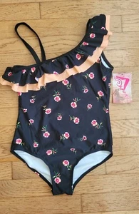 NEW Kanu Surf Girls' 14 Morgan Floral Ruffle 1-Shoulder 1-Piece Swimsuit Floral - Picture 1 of 5