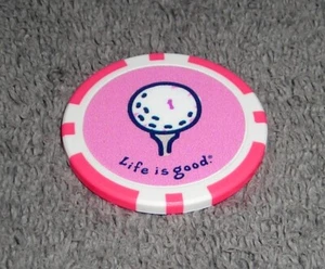 LPGA GOLF LIFE IS GOOD PINK SOUVENIR COLLECTIBLE POKER CHIP GOLF BALL MARKER - Picture 1 of 1