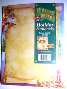 Weihnachten Weihnachtsmann & Schriftrolle Briefpapier 40 Blatt & 20 Umschläge für Drucker - Bild 1 von 4