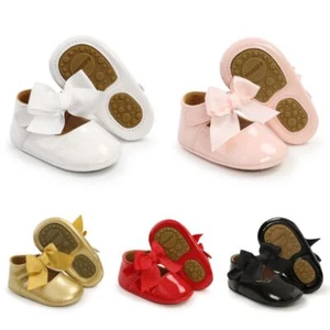 Newborn Baby Girls Kids Formal Shoes Princess Wedding Party Patent Slippers New - Picture 1 of 15