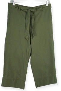 LOFT NUOVO pantaloni lounge cropped donna grandi larghi cintura verde gamba larga lino - Foto 1 di 12