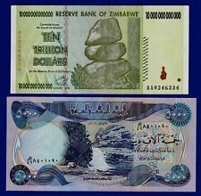 ZIMBABWE & IRAQI COMBO -10 TRILLION (2008) + 5000 DINAR (2003) -CIRC/UNC NOTES