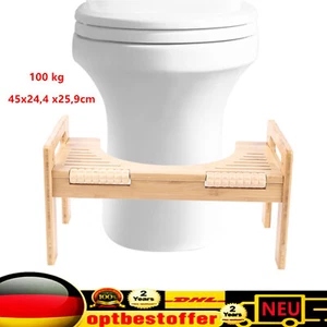 Toilettenhocker Holz Klohocker Erwachsene Toilettenhocker aus Bambus WC Hocker - Bild 1 von 10
