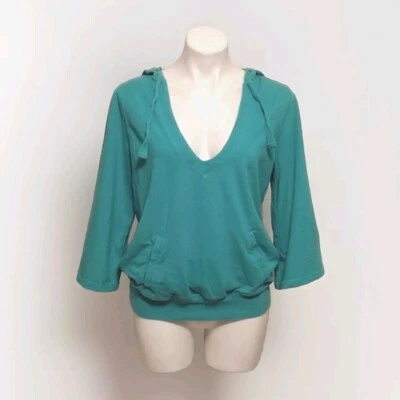 Lucky Brand Women’s Cozy V-Neck Bell Sleeve Hoodie Pullover Sweatshirt Medium - Image 1 of 4