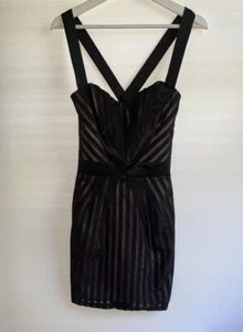 Cooper St Black Stripe Sleeveless Cocktail Party Mini Dress Size 10 AUS made - Picture 1 of 12