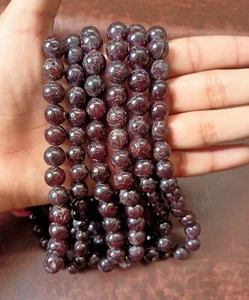 Garnet Round Beads String – Natural Smooth Plain Beads, 13 Inches - Picture 1 of 5