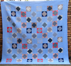 GEOMETRIC SQUARES QUILT  Hand Stitched & HAND PIECED COTTON FABRIC