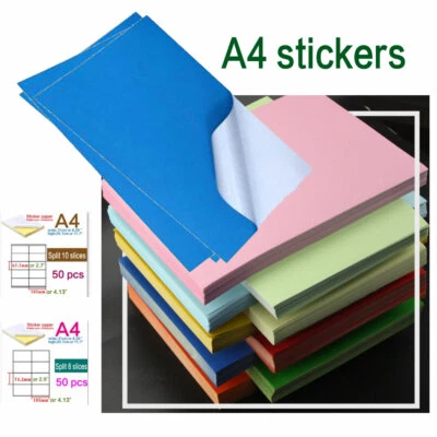 Laser Inkjet Print A4 Paper White Self Adhesive Tags Paper Cut Sheet Label Lot - Image 1 of 2