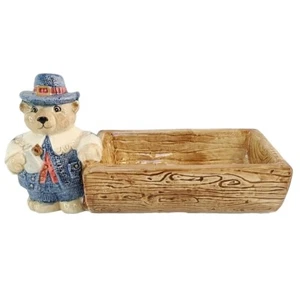 Vintage Ceramic OCI Bear Log Serving Dish Decor Trinket Gift Cute Granny Core - Picture 1 of 15