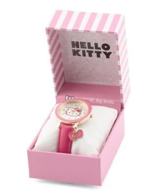 Reloj para mujer Hello Kitty con correa de cuero rosa de Accutime - Nuevo en caja Foto 1 de 4