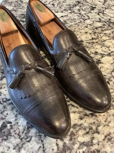 Allen Edmonds Dalton Men's US 11.5b Cap Toe Tassel Blk Loafer Dress Shoes Pebble - Picture 1 of 10