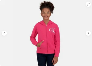 Calvin Klein Girl's Full Zip FLEECE LINED Hoodie(HOT PINK Small 7-8)NWT - Picture 1 of 5