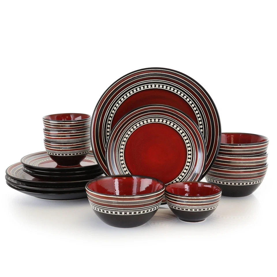 Gibson Elite Café Versailles 16 Piece Double Bowl Dinnerware Set - Red - Image 1 of 1