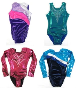 Sleeveless Long Sleeve Leotard Dance Gymnastics Velour Lycra Shine Costume Girls - Picture 1 of 13