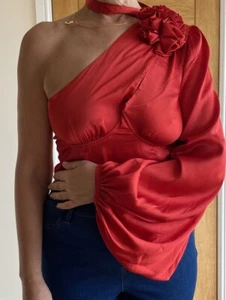 ASOS Design Red Asmetrical Top Size 8 - Picture 1 of 11