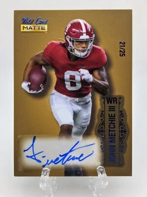 💥 JOHN METCHIE RC Auto 2022 Wild Card Matte SP Blue Foil #'d/25 Alabama Texans - Image 1 of 2